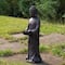 19.5" Dark Brown Standing Buddha with Lotus Outdoor Garden Statue